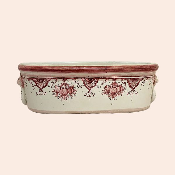 FR209D-52R VASCA OVALE PER FIORI, DECORO: FRUTTINA ROSA